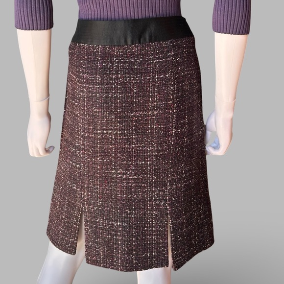 Vintage Y2K Nanette Lepore Wool Blend Tweed Back Slits Pencil Skirt sz 10 - Picture 3 of 5